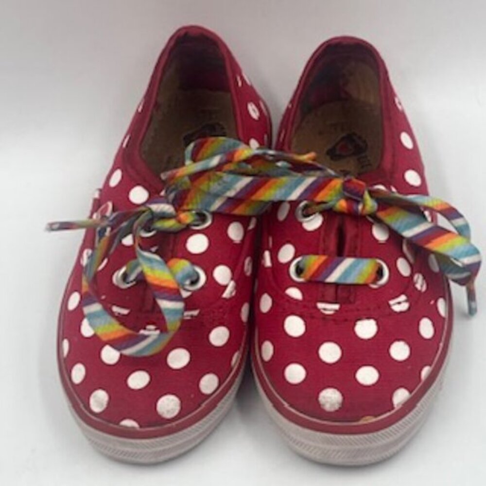 Bob’s Skechers sneakers Toddler Girl's shoes Sz 6 Red Polka Dot‎ Rainbow Laces